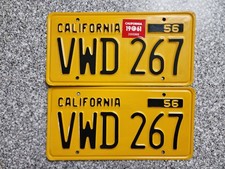 1956 California License Plates, 1961 Validation Sticker, DMV Clear Guaranteed VW picture