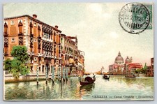 Venezia Antique Italy Postcard Venezia VENICE Canal Grande Accademia 1924 picture