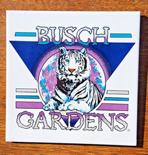 Vintage 1990s Busch Gardens White Tiger Ceramic Souvenir Art Tile Trivet 6x6 picture