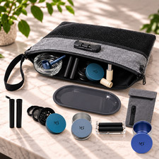 Small Gray Smell Proof Stash Bag with Combo Lock & Accessory Kit picture