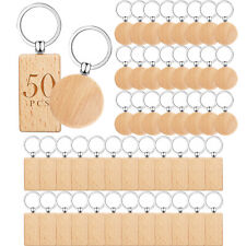 50 Pcs Blank Keychains Blanks Personalized Wooden Tags Can Be Keychains, Tags  picture