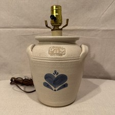 Vintage Mahon Pottery Stonewear Lamp Cobalt Cottagecore WORKS picture