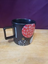 Starbucks 2016 Holiday Mug Black Matte with Christmas Tree Ornaments 14 oz picture