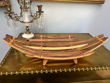 Vintage Mid Century Modern Bamboo Boat Basket Centerpiece Made in Japan picture