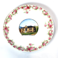 CLAREMONT Carnegie Library NH NEW HAMPSHIRE Antique Souvenir China TRINKET DISH  picture