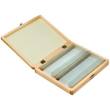 Barska 100 Pc Set Prepared Microscope Glass Slides in Wooden Box for Science Lab picture