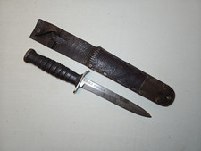 WWII US M3 Camillus Knife w/USM6 Milsco 1943 Leather Scabbard picture