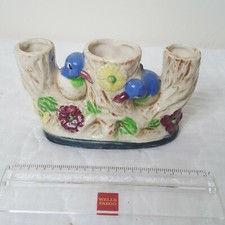 VTG Occupied Japan 2 Blue Bird 3 Section Ceramic Planter Vase 5 x 3.5 x 2.25