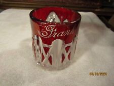 Antique Ruby Red Flashed Pressed Glass Extched Souvenir Cup Frank 1900s picture