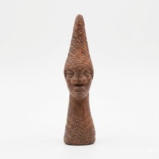 Vintage African Wooden Hand Carved Queen Idia Benin Figurine, 5.25