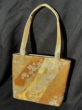 Beautiful Vintage Kimono Obi Tote Bag, Golden Sakura, Unique Statement Piece picture