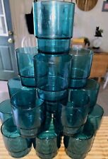 Vintage Tupperware Preludio 10oz Set of 16 Stackable Acrylic Cups Teal/blue picture