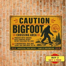 Bigfoot Silhouette Forest Myth Wilderness Warning Metal Sign 8x12 picture