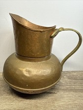 Antique Hand‑Hammered Copper Brass Pitcher – 6in Tall, 12.9oz, Rustic Patina picture
