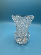 Crystal vase diamond cut - cut glass vase - flute - flower vase - pressed glass picture