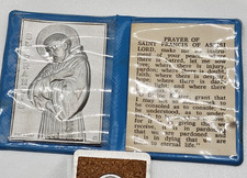 Vintage St Francis of Assisi Pocket Prayer Medal Card Italy Folding Case Italy picture