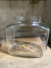 Vintage Rectangular Hoosier Shape Canister Jar Clear Glass No Lid picture