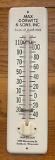Vintage Metal Advertising Thermometer Oshkosh Wisconsin Max Gorwitz Mink Buyers picture