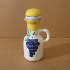 Vtg Handpainted Oil/Vinegar Decanter Dispenser Grapes Present Tense Pottery picture
