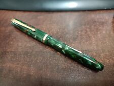 VINTAGE MINT CONWAY STEWART 12 FOUNTAIN PEN GREEN MARBLE BROWN VEINS 14ct GOLD N picture