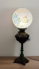 Antique Edward Miller Juno Lamp Electric Banquet Parlor GWTW Hand Painted Shade picture