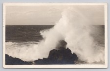 Crashing Waves Ocean Sea Landscape 1919 RPPC Real Photo Postcard picture