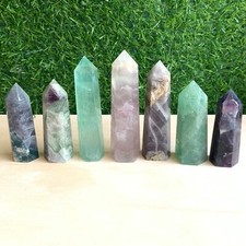 1LB Natural fluorite quartz obelisk crystal wand point healing random picture