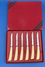 Vintage Boxed Vintage 1960s SET of 6 Stainless Steel Steak Knife Set picture