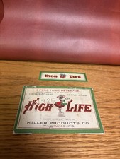 Miller High Life Beer Label Pure Tonic Beverage Prohibition 1926 Miller Milw picture