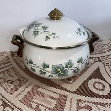Vintage LINCOWARE Enamel Dutch Casserole Pot Ivy Cookware picture