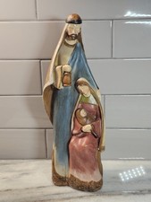 Holy Family Nativity Figurine - Wood-Look Resin Christmas Decor picture