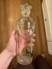 Vintage George Washington Figural Glass Bottle 9.5” Clear Patriotic Decanter picture