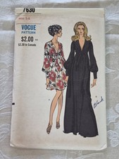 Vintage 1969 Vogue 7630 Boho Gown Dress Pattern Size 14 Bust 36 UNCUT FF picture