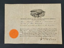 1859 antique Hon DANIEL CLARK manchester nh SUPREME COURT COUNSELLOR CERTIFICATE picture
