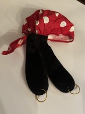 Rare Vintage Disneyland World Goofy Pluto Ears Pirate Bandana  Red Polka Dot picture
