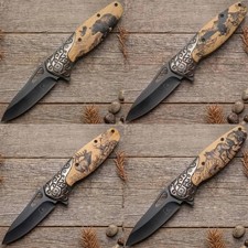 Men's Pocket Knife, Folding Knife with Clip, 3D Wildlife Animal Handle Wolf/ picture