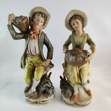 Vintage Victorian-style Figurines Of Man & Lady W/Harvest Theme, 8 1/2” T - 1258 picture