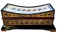 Antique Hand Made Burmese Highly Decorated Gilded Wood Lacquerware Pillow Box picture