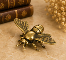 Mini Vintage Brass Cute Bee Statue Ornament Animal Collectible Insect Bee Lover picture