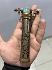 Vintage Brass Kaleidoscope with Glass Marble, 5.5 Inch Antique Style Optical Toy picture