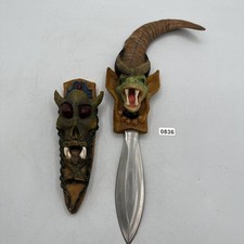 VTG Evil Goblin / Troll - Dagger / Knife with Dragon Snake Engravings on Sheath picture