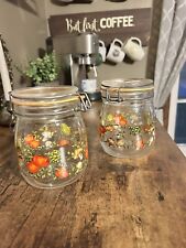 Vintage Made In France Glass Arc Canister Jar 3/4 L - Spice of Life Set Of 2 picture
