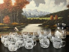 Vintage 1970s NESTLE Nescafe Glass World Globe Coffee Set 16 Pieces picture