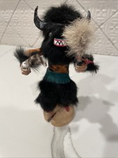 Vintage Navajo Kachina Doll-Buffalo Dancer Katsina with Real Black Fur 9” Signed picture