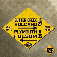 Sutter Creek California CSAA highway road sign auto club gold rush diamond 17x13 picture