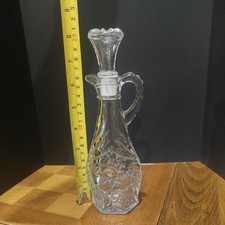 Vintage Glass Oil & Vinegar Dispenser Cruet Bottle With Stopper 8'' Tall Sun picture