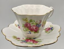 Beautiful Vintage Rosina China Rose Patterned Tulip Shaped Tea Cup & Saucer picture