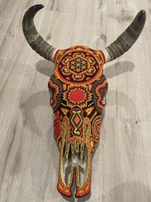 Huichol Bull Sculpture Statue Of mexican Folk art picture