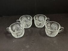 Vintage US GLASS Star Slewed Horseshoe Smooth Bottom Punch Bowl CUPS Set Of 4 picture