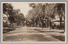 RPPC Washington Street, Hinsdale IL Illinois Real Photo Postcard picture
